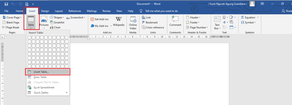 Membuat Tabel di Word 2016