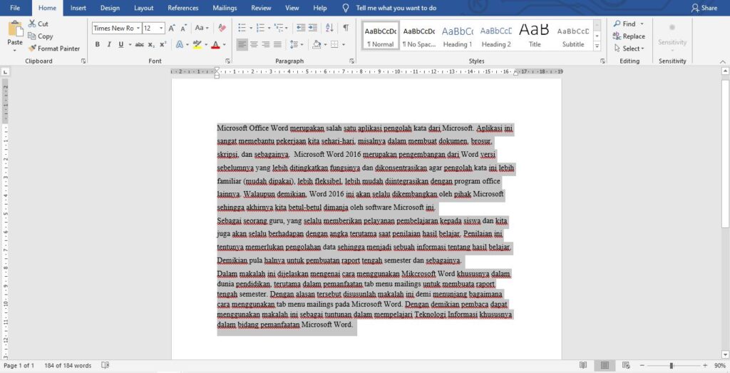Cara Membuat Alinea Paragraf di Microsoft Word 2016
