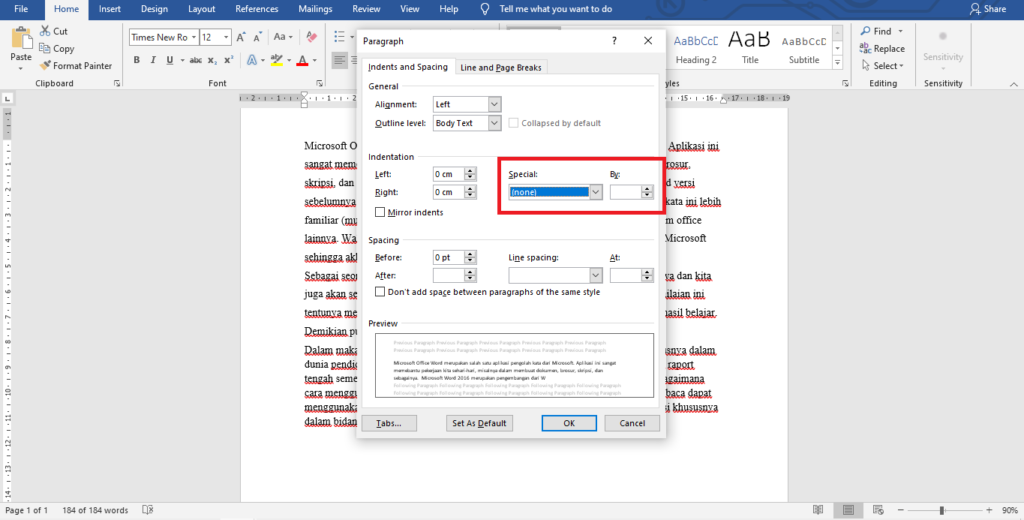 Cara Membuat Alinea Paragraf di Microsoft Word 2016