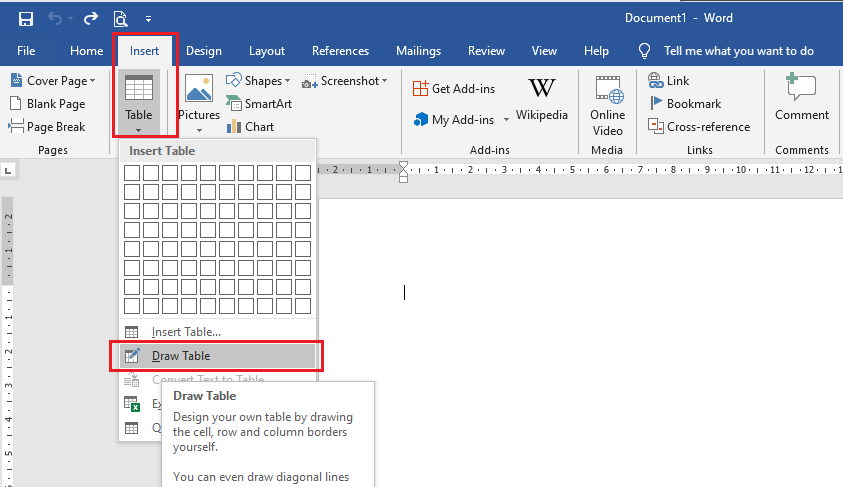 Membuat Tabel di Word 2016
