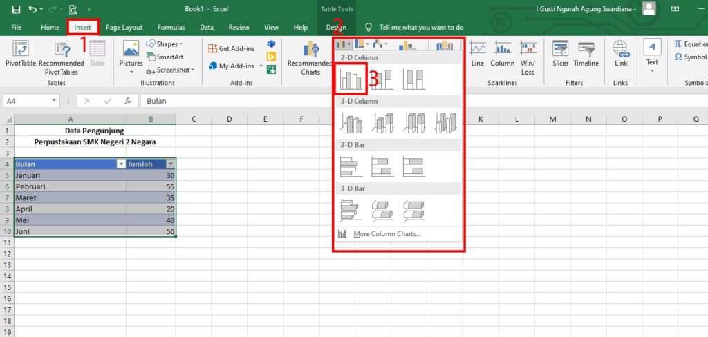 Cara Membuat Grafik pada Excel 2016