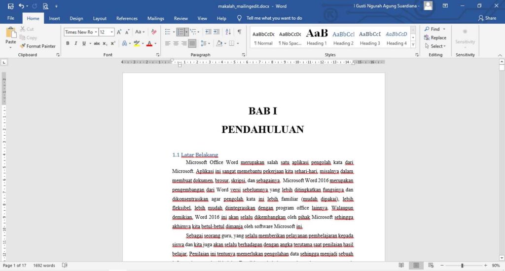 Cara Membuat Penomoran Halaman (Page Number) Word 2016