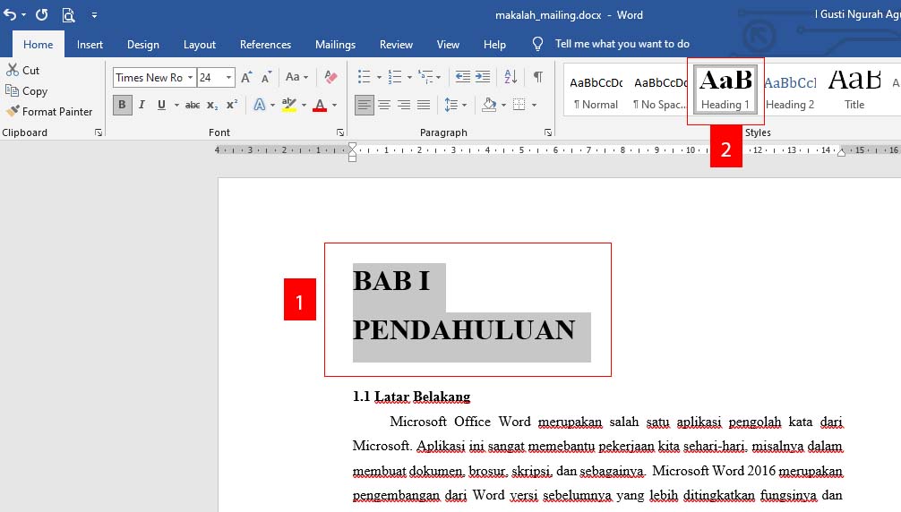 Membuat Daftar Isi Otomatis MS Word 2016