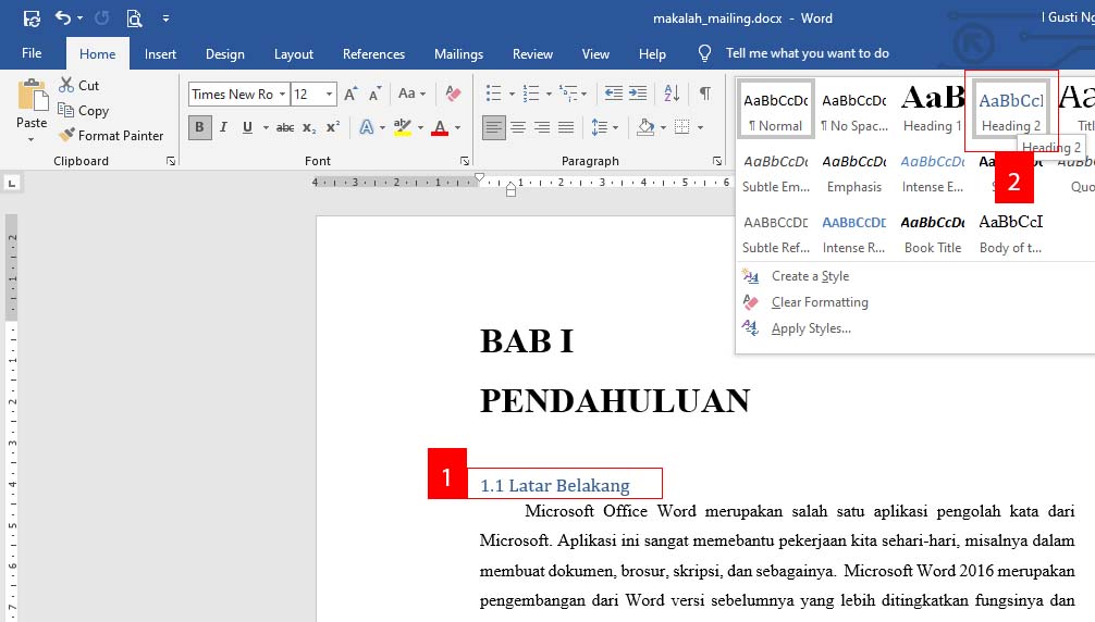 Membuat Daftar Isi Otomatis MS Word 2016