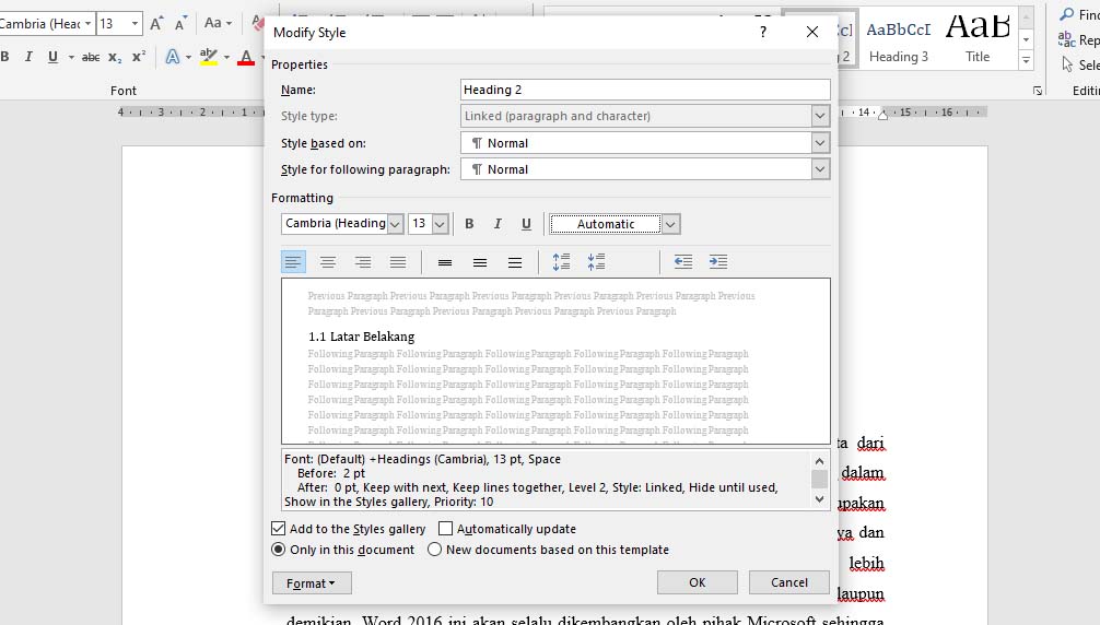 Membuat Daftar Isi Otomatis MS Word 2016