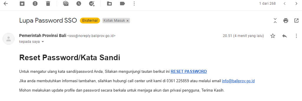 Cara Reset Password SSO