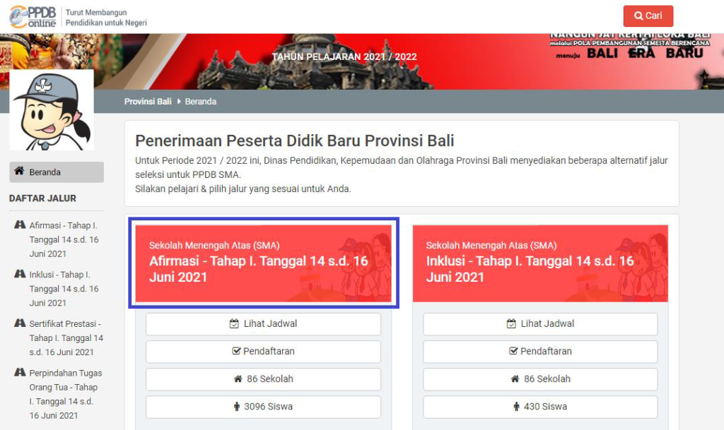 Panduan Pendaftaran Kembali PPDB Prov. Bali