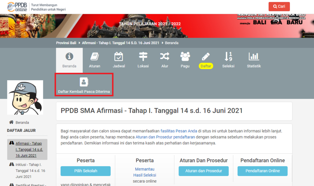 Panduan Pendaftaran Kembali PPDB Prov. Bali