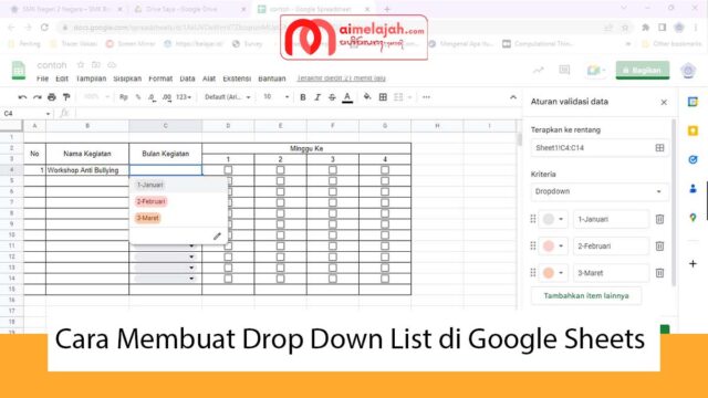 Cara Membuat Drop Down List di Google Sheets Cara Membuat Drop Down List
