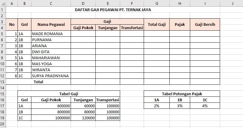Kumpulan Latihan Soal Excel